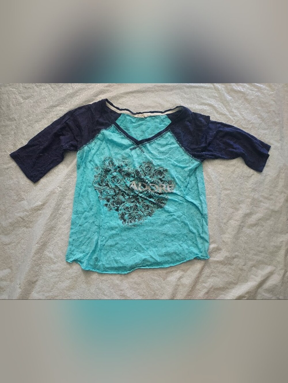 Energie Women’s Teal and Navy Long Sleeve Raglan Tee